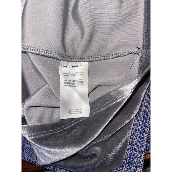 Reformation Merel Velvet Midi Slip Dress Silver Small Romantic Preppy Dainty - Picture 5 of 5